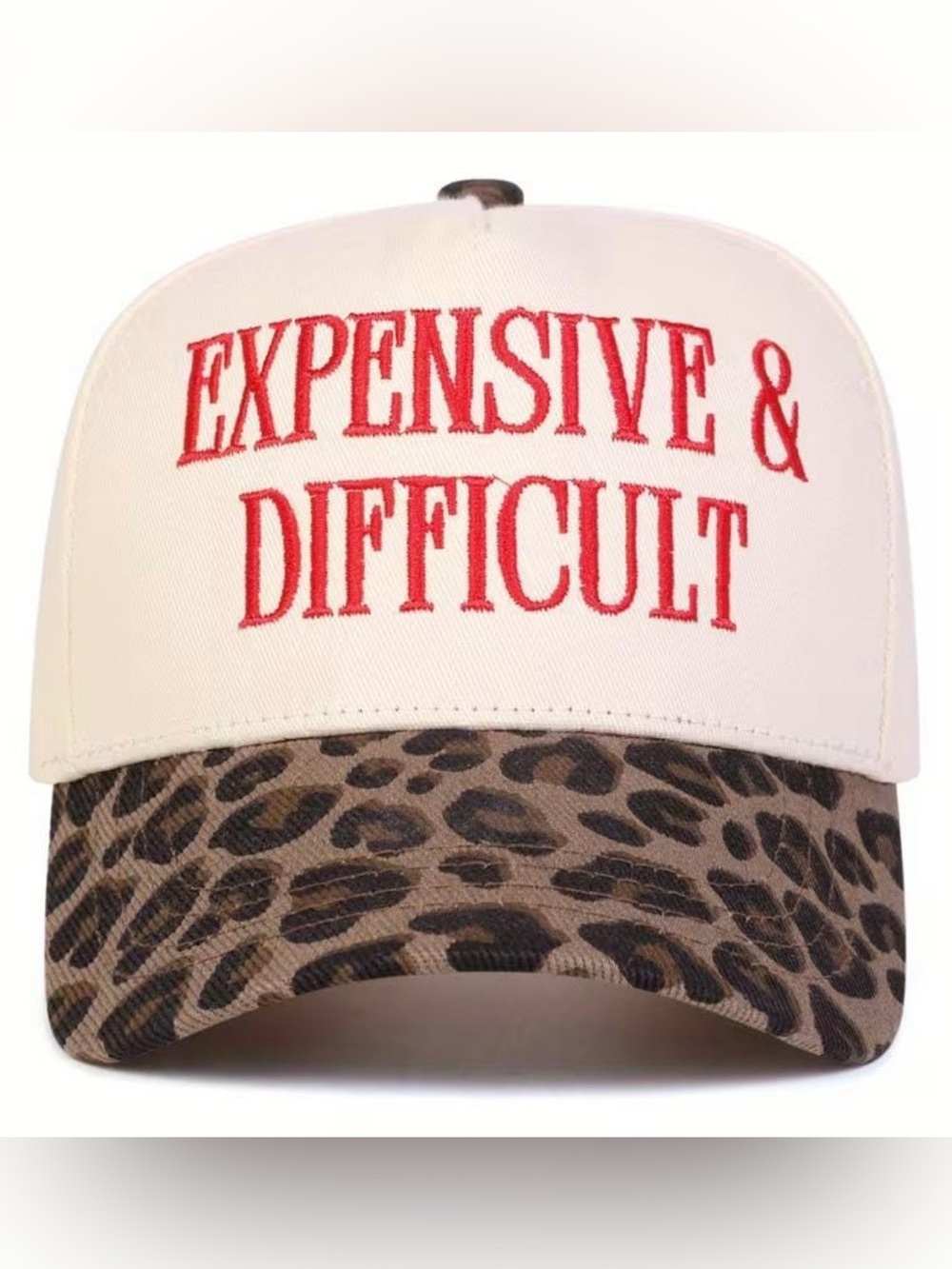 Women's Cheetah Print EXPENSIVE & DIFFICULT Embroidered Baseball Cap Adjustable